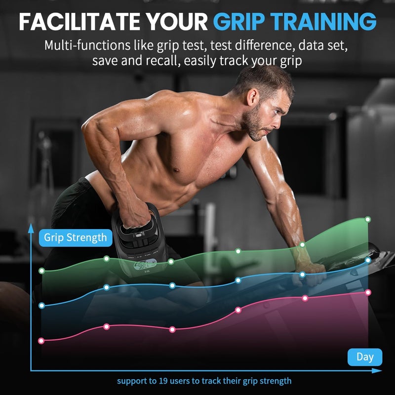 TIPRE 396lbs/180kg Grip Strength Tester, Hand Grip Dynamometer, Digital Grip Strength Tester with LCD Display, Adjustable Hand Grip Training Gauge, Hand Grip Testing for Sports Home School Use - Image 2